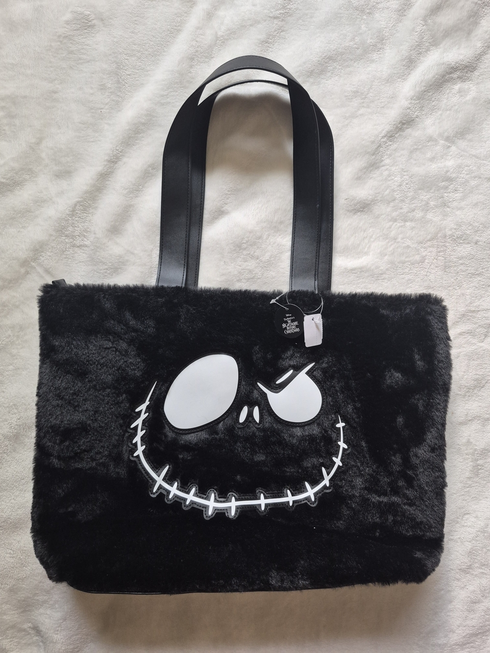 Bath & Body Works Black Faux Fur Tote with White Skull Face